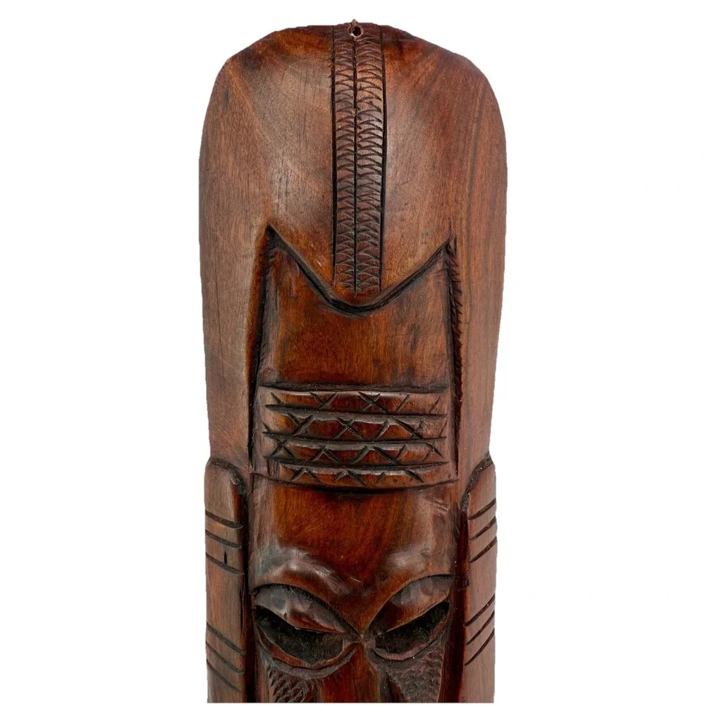 Vintage Hand Carved Wood Tiki Wall Mask‎ 9.5